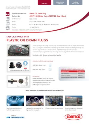 Easy oil change with plastic Oil Drain Plugs 49379148, 49379182